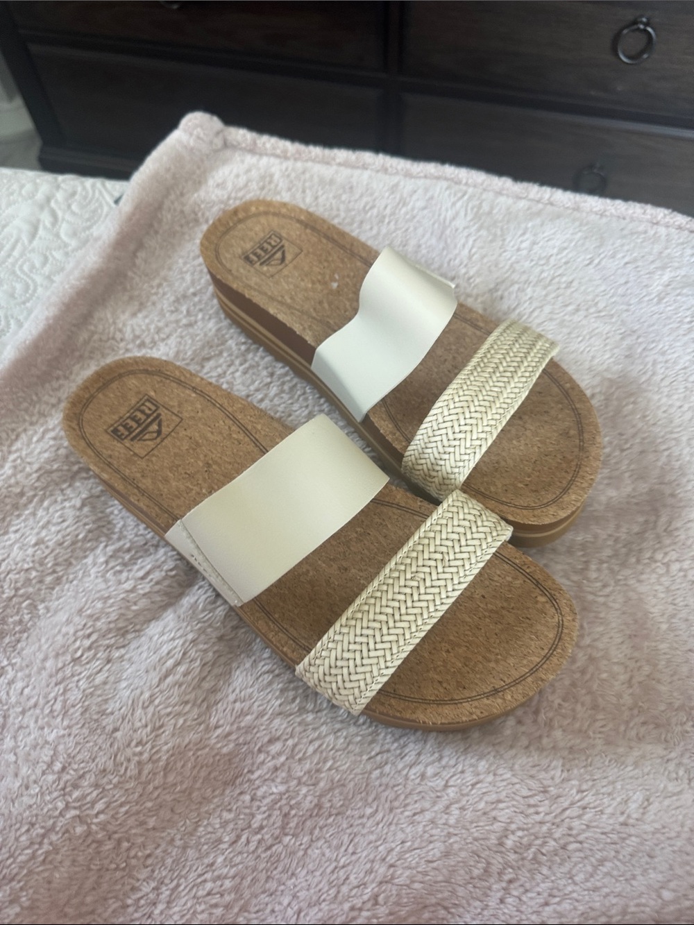 Reef Women's Cream Double-Strap Slide Sandals